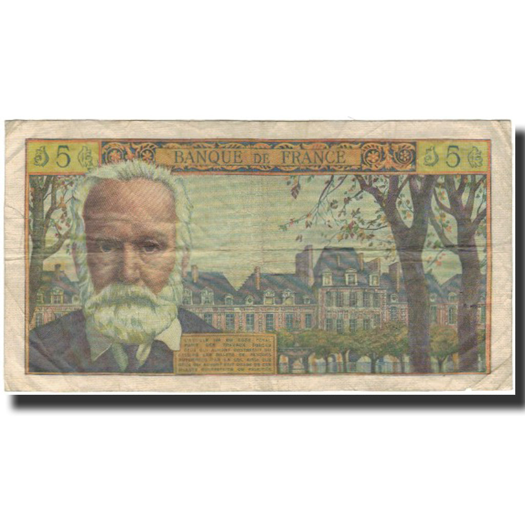 Francia, 5 Nouveaux Francs, Victor Hugo, 1960-02-04, B+, Fayette:56.5, KM:141a