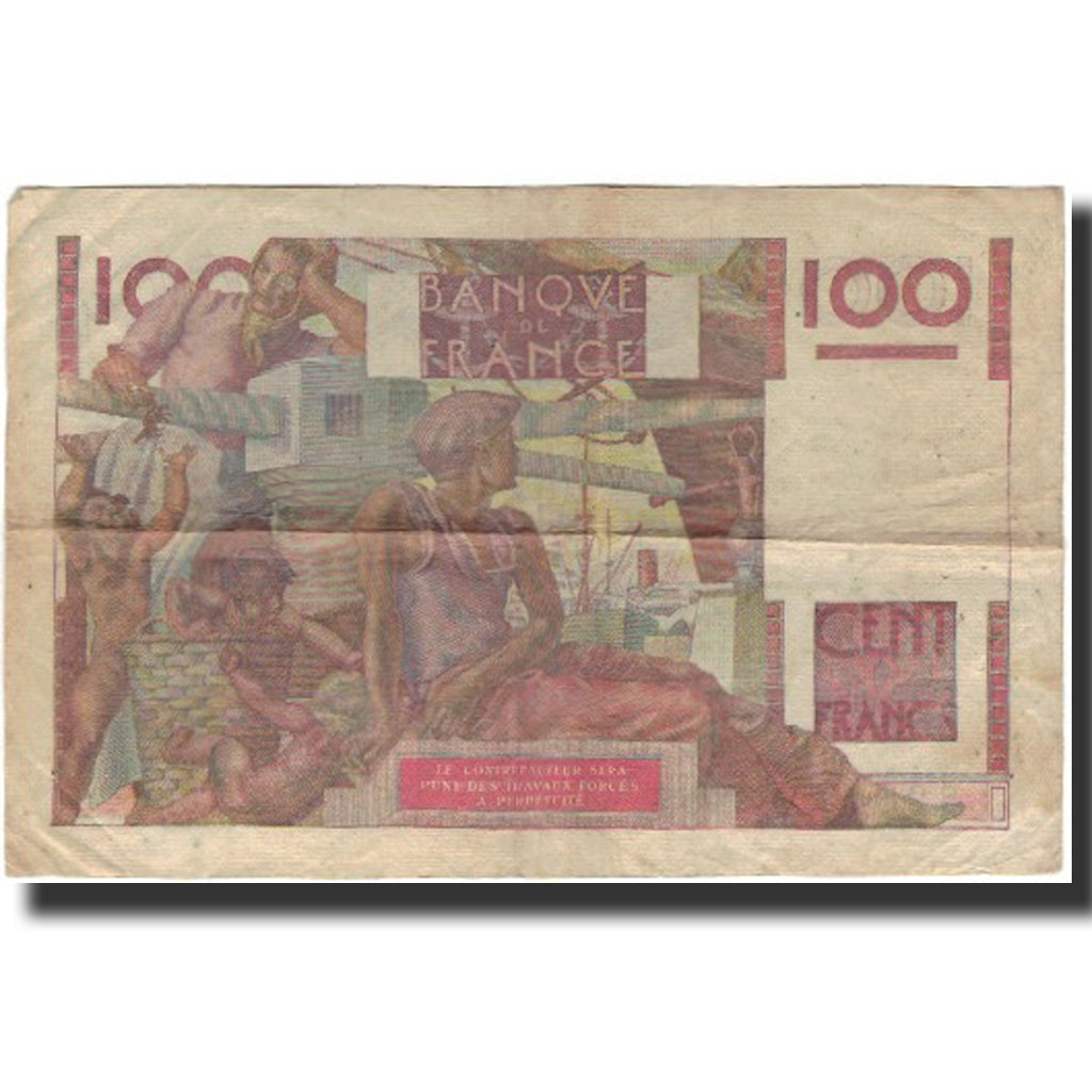 Francja, 100 Francs, Jeune Paysan, 1950-10-12, VF(20-25), Fayette:28.27, KM:128c