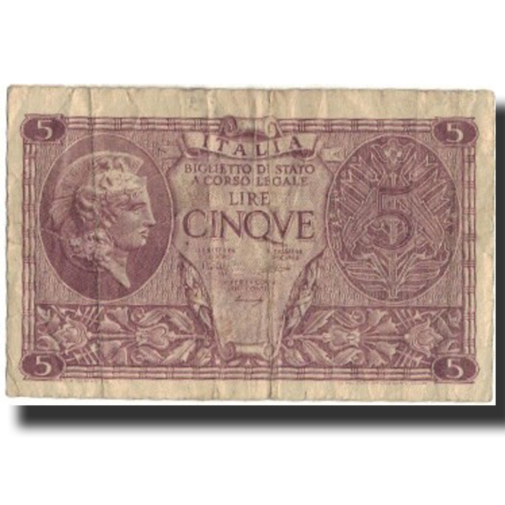 Banknote, Italy, 5 Lire, KM:31b, F(12-15)