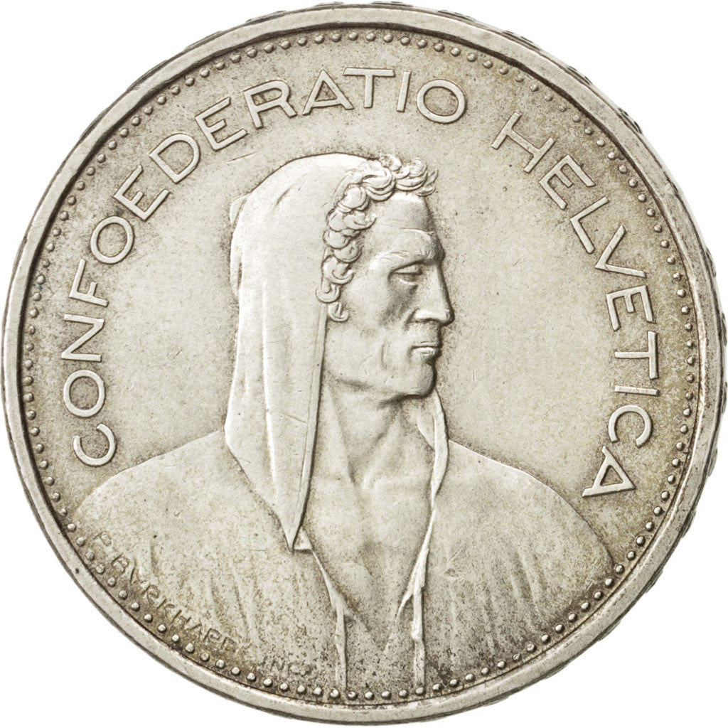 SWITZERLAND, 5 Francs, 1966, Bern, KM #40, AU(55-58), Silver, 31.45, 15.10