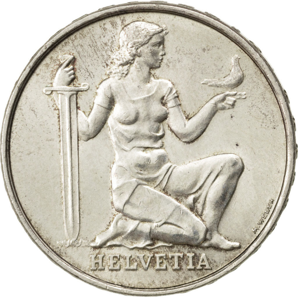 SWITZERLAND, 5 Francs, 1936, Bern, KM #41, AU(55-58), Silver, 31, 14.98