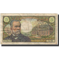 France, 5 Francs, Pasteur, 1968-08-01, VG(8-10), Fayette:61.8, KM:146b