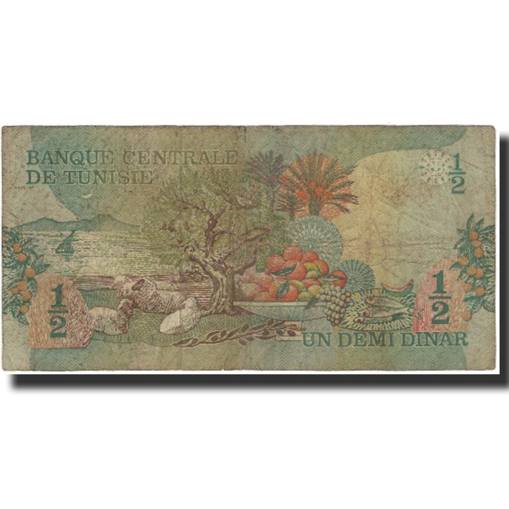 Banknote, Tunisia, 1/2 Dinar, 1973-10-15, KM:69a, VG(8-10)