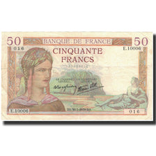 França, 50 Francs, Cérès, 1939-03-30, EF(40-45), Fayette:18.24, KM:85b