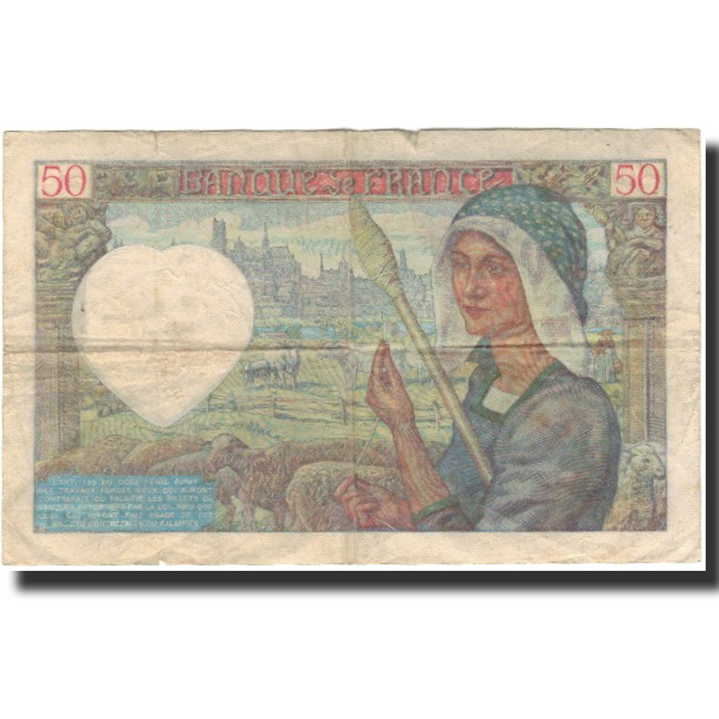 France, 50 Francs, Jacques Coeur, 1940-06-13, F(12-15), Fayette:19.1, KM:93