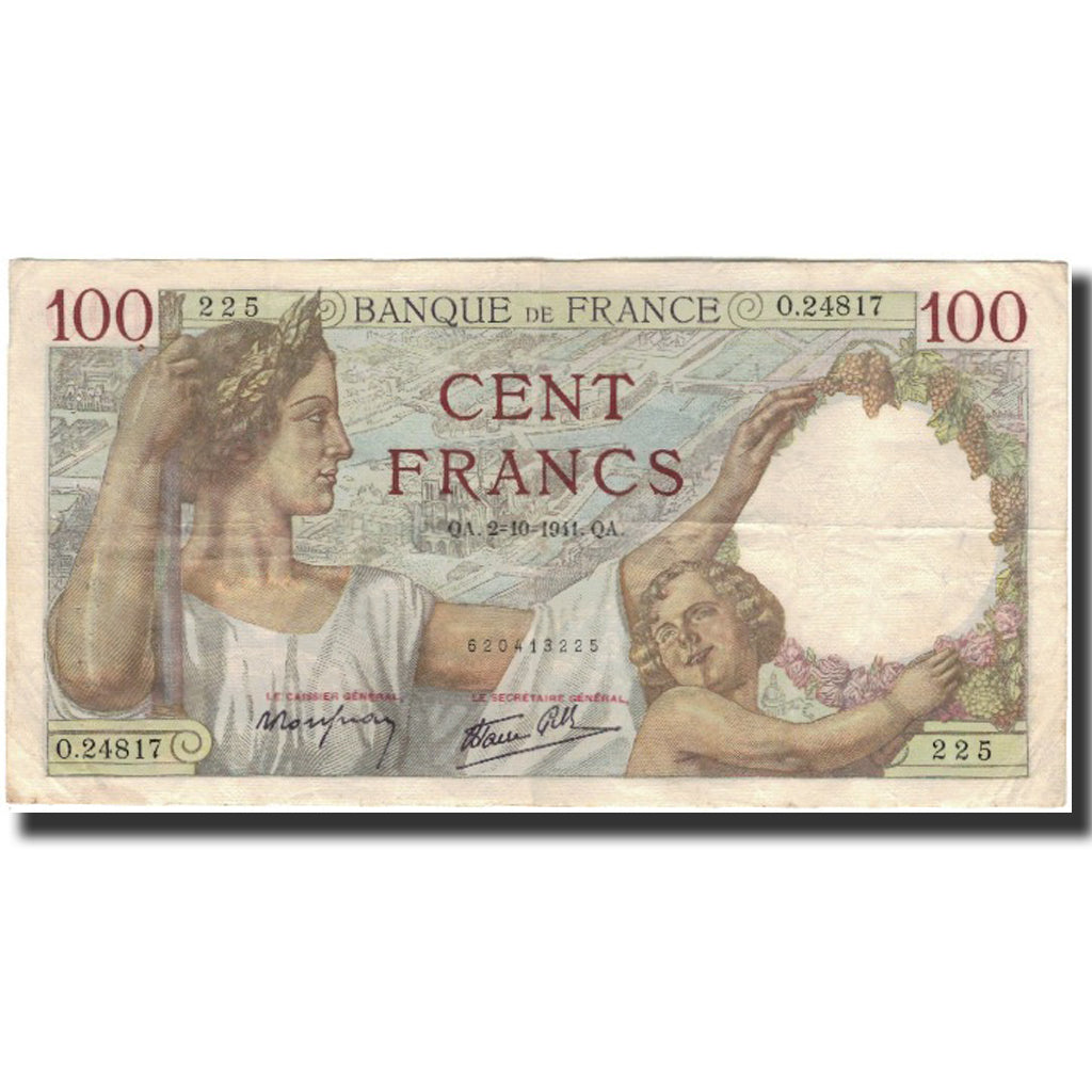 Francia, 100 Francs, Sully, 1941-10-02, MB+, Fayette:26.58, KM:94