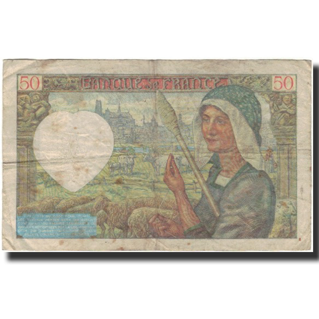 Francia, 50 Francs, Jacques Coeur, 1941-04-24, B+, Fayette:19.9, KM:93