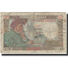 Francja, 50 Francs, Jacques Coeur, 1942-01-08, VG(8-10), Fayette:19.18, KM:93