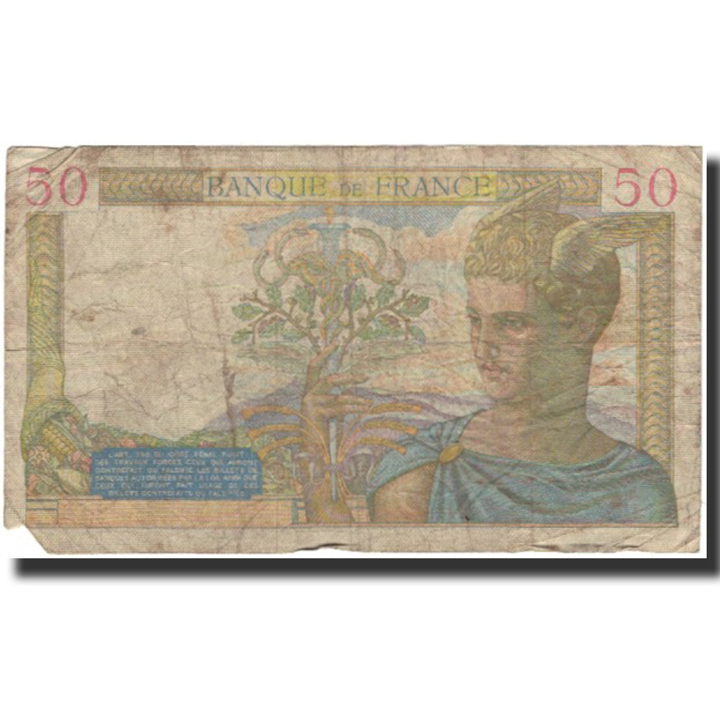 Francia, 50 Francs, Cérès, 1939-08-10, B, Fayette:18.29, KM:85b
