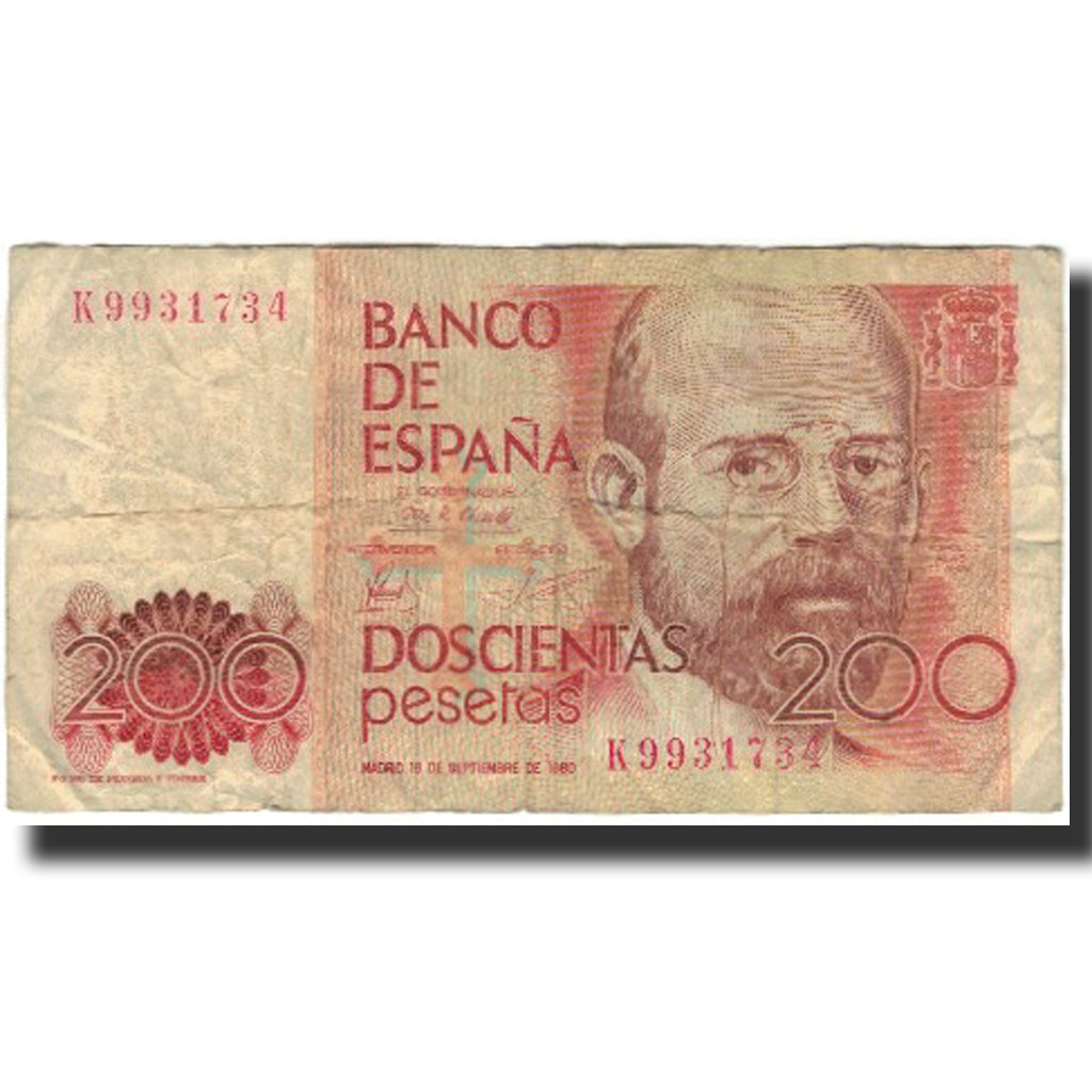 Banknote, Spain, 200 Pesetas, 1980-09-16, KM:156, VF(20-25)
