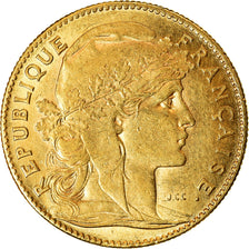 Moeda, França, Marianne, 10 Francs, 1907, Paris, AU(55-58), Dourado, KM:846