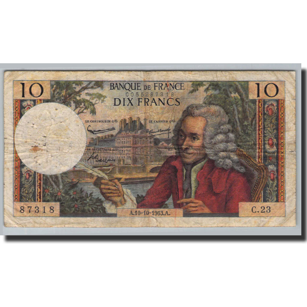 Banknote, France, 10 Francs, 10 F 1963-1973 ''Voltaire'', 1963, G.Gouin