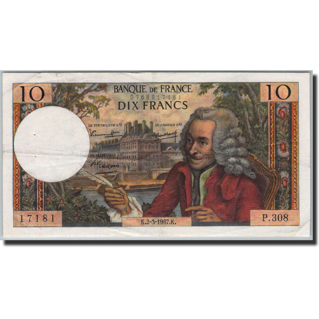 Banknote, France, 10 Francs, 10 F 1963-1973 ''Voltaire'', 1963