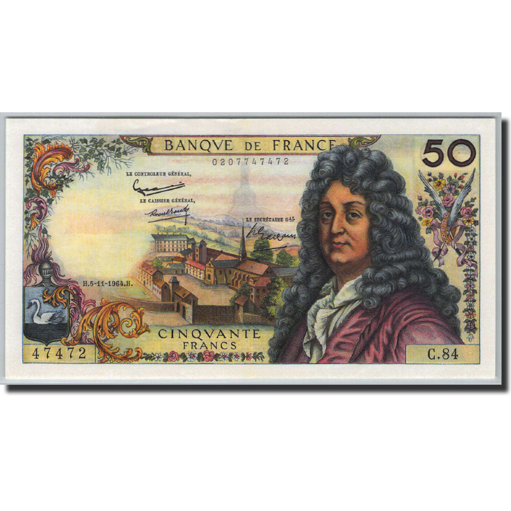 Geldschein, Frankreich, 50 Francs, 50 F 1962-1976 ''Racine'', 1962, G.Gouin