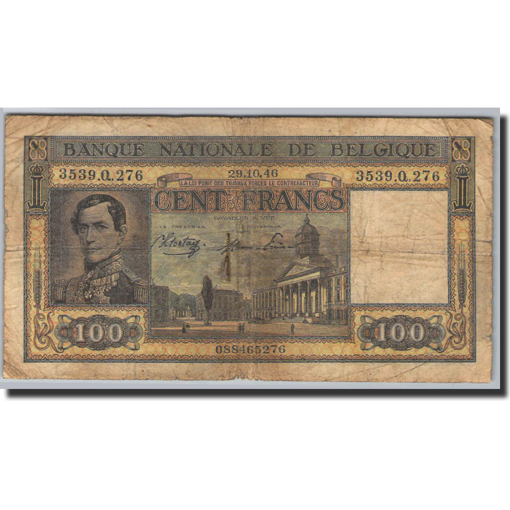Banknote, Belgium, 100 Francs, 1945-1950, 1946-10-29, KM:126, VF(20-25)