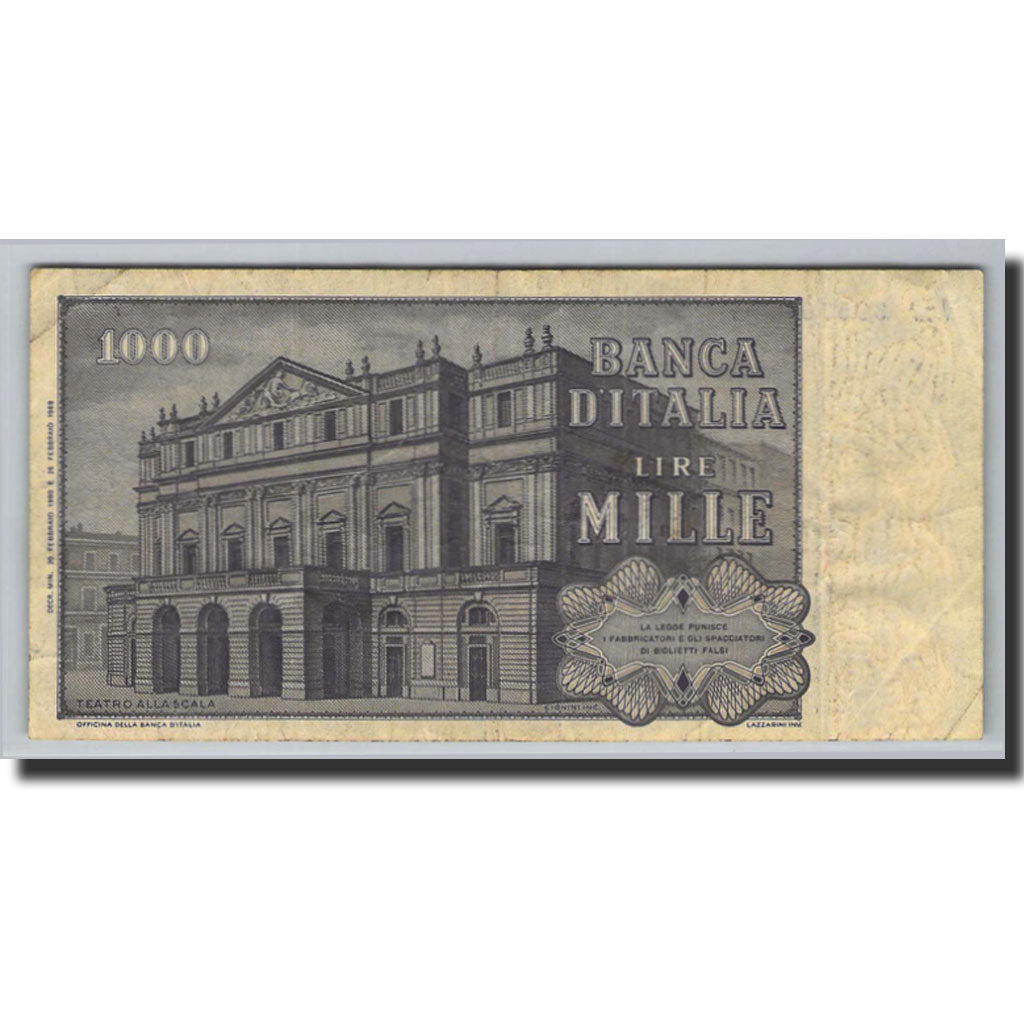 Biljet, Italië, 1000 Lire, 1969-1971, 1980-02-20, KM:101g, TB