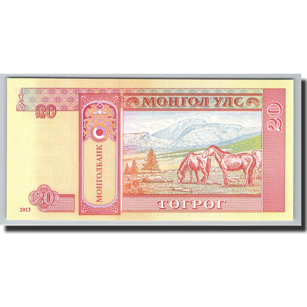 Banknote, Mongolia, 20 Tugrik, 2000, 2013, KM:63g, UNC(65-70)