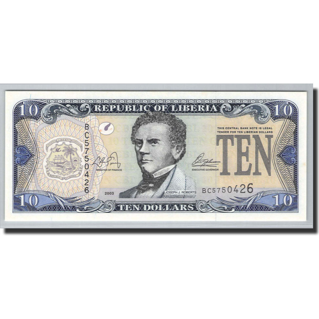 Banknote, Liberia, 10 Dollars, 2003, Undated (2003), KM:27A, UNC(65-70)