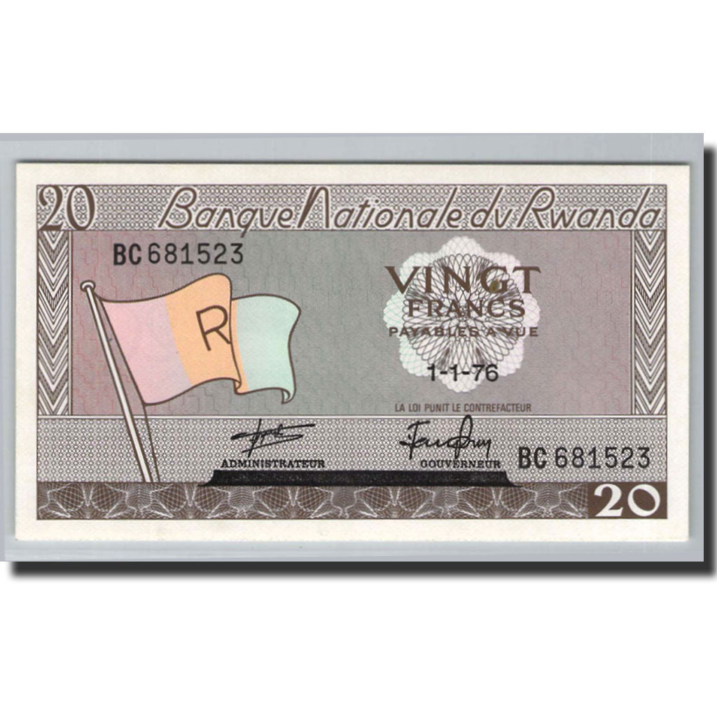 Banknote, Rwanda, 20 Francs, 1976, 1976-01-01, KM:6e, UNC(65-70)