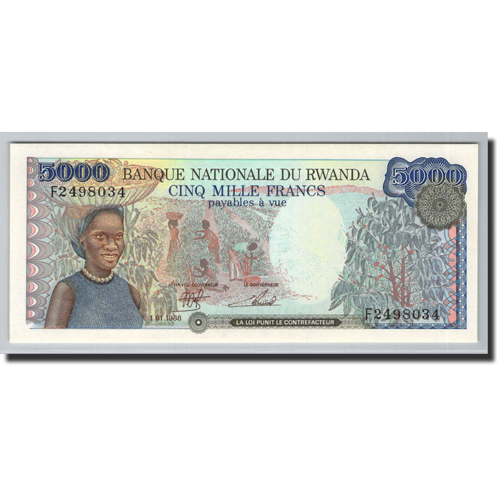 Banknote, Rwanda, 5000 Francs, 1988, 1988-01-01, KM:22, UNC(65-70)
