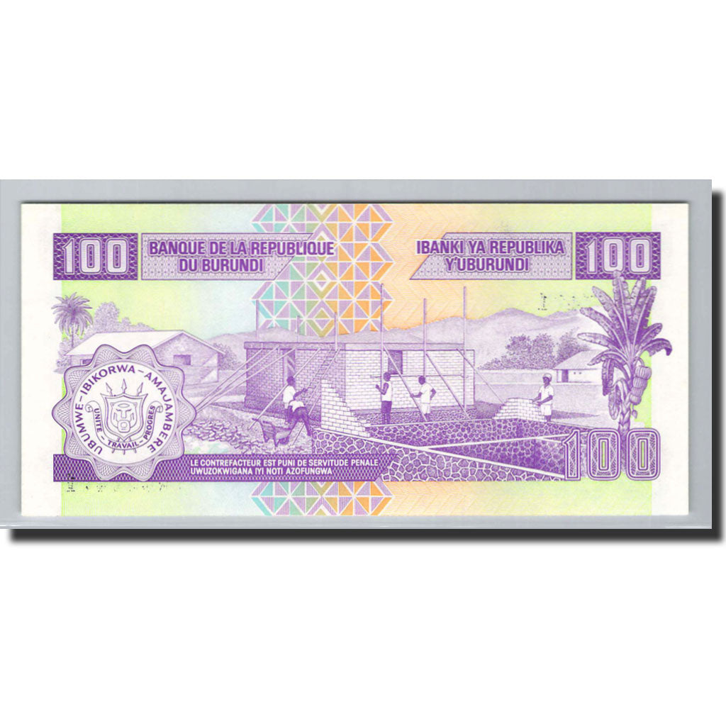 Banknote, Burundi, 100 Francs, 1997, 1997-12-01, KM:37b, UNC(65-70)