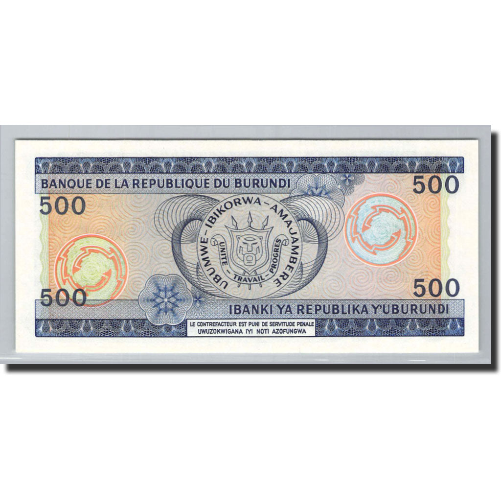 Banknote, Burundi, 500 Francs, 1988, 1988-05-01, KM:30c, UNC(65-70)