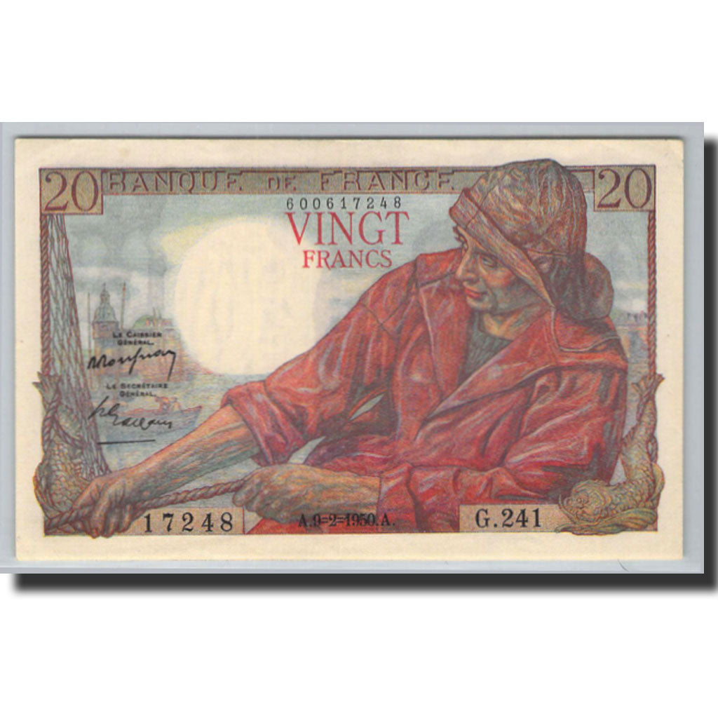 Banknote, France, 20 Francs, 20 F 1942-1950 ''Pêcheur'', 1950, 1950-02-09