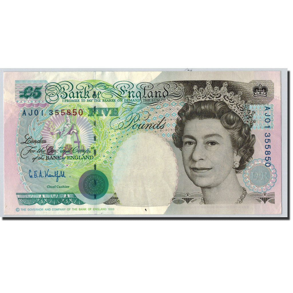 Great Britain, 5 Pounds, 1990, KM:382b, UNdated (1990), AU(55-58)