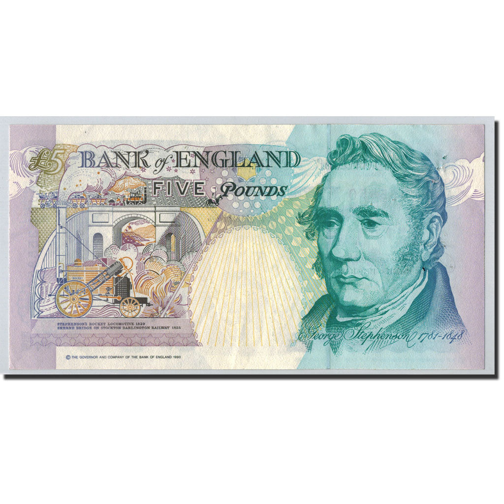 Great Britain, 5 Pounds, 1990, KM:382b, UNdated (1990), AU(55-58)
