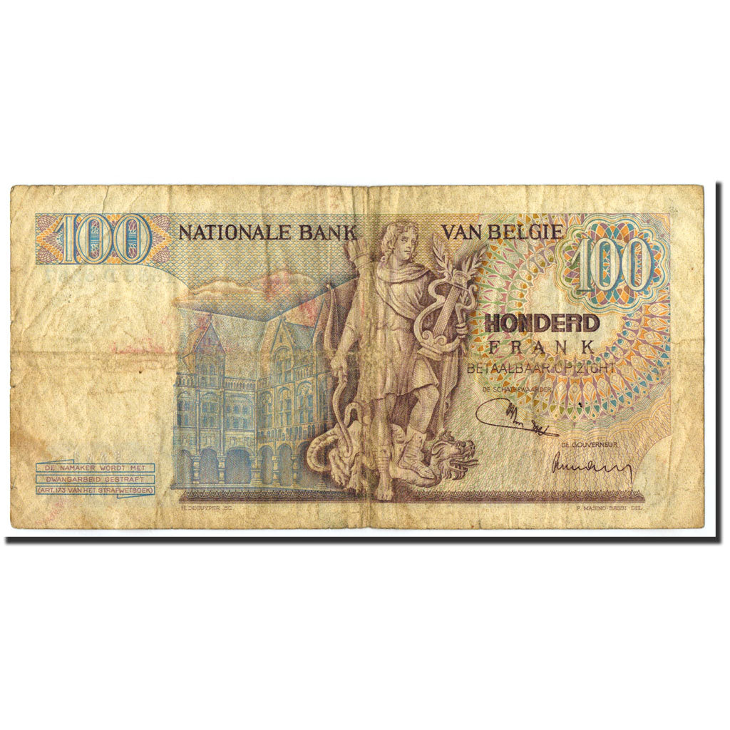 Belgium, 100 Francs, 1971, KM:134b, 1971-12-24, VG(8-10)