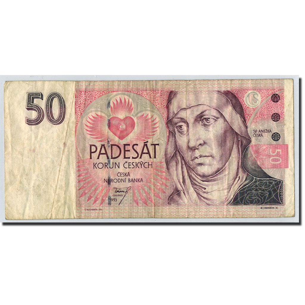 Banknote, Czech Republic, 50 Korun, 1993, Undated (1993), KM:4a, VF(20-25)