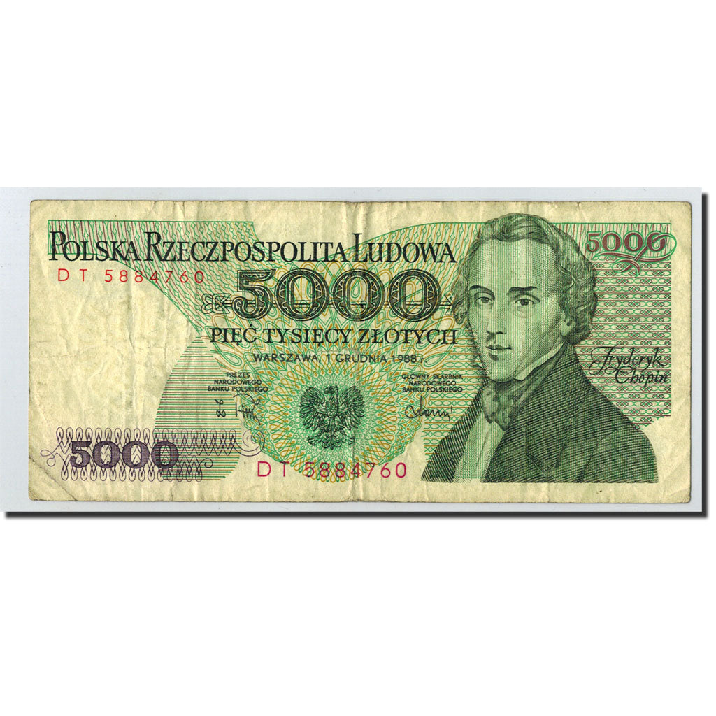 Banknote, Poland, 5000 Zlotych, 1988, 1988-12-01, KM:150c, VF(20-25)