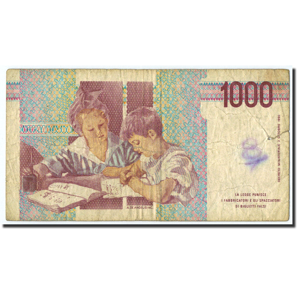 Billet, Italie, 1000 Lire, 1990, Undated 1990, KM:114a, B