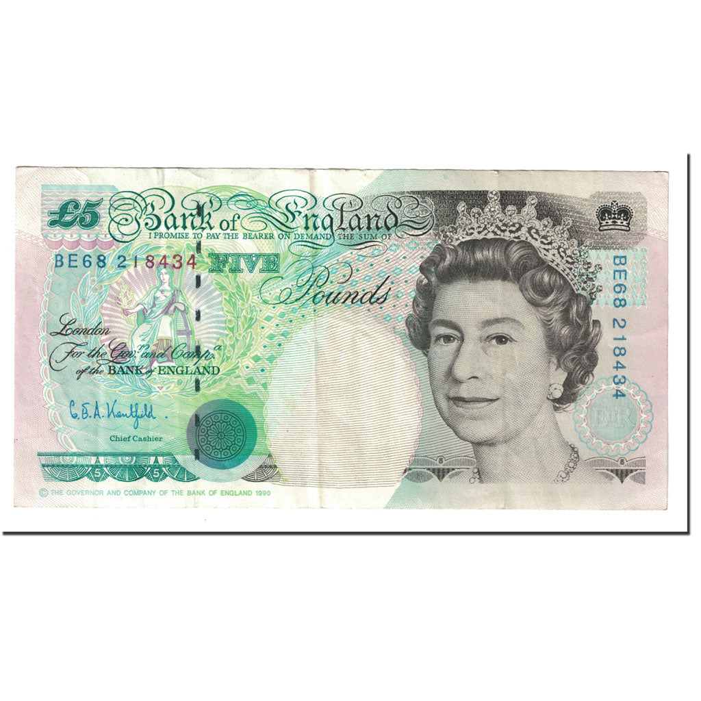 Banknote, Great Britain, 5 Pounds, 1990, UNdated (1990), KM:382b, EF(40-45)