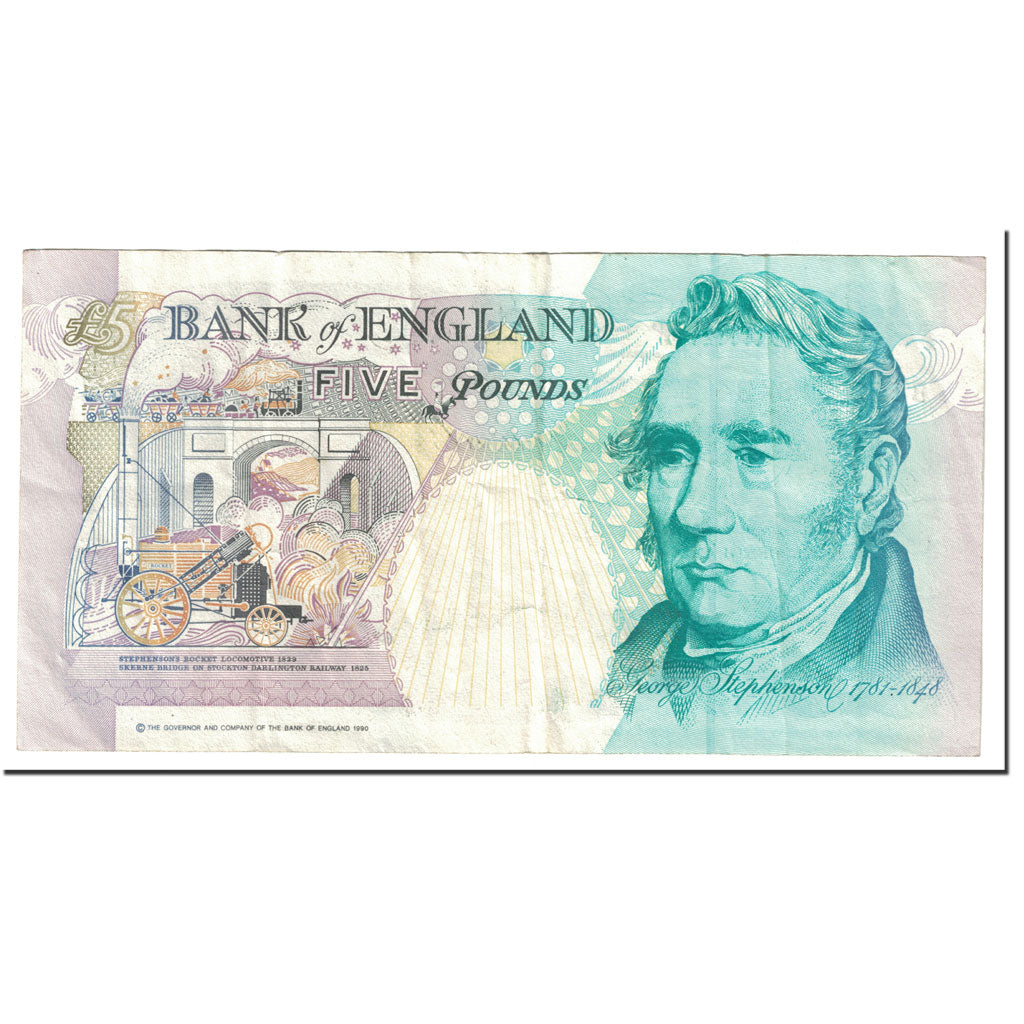 Banknote, Great Britain, 5 Pounds, 1990, UNdated (1990), KM:382b, EF(40-45)