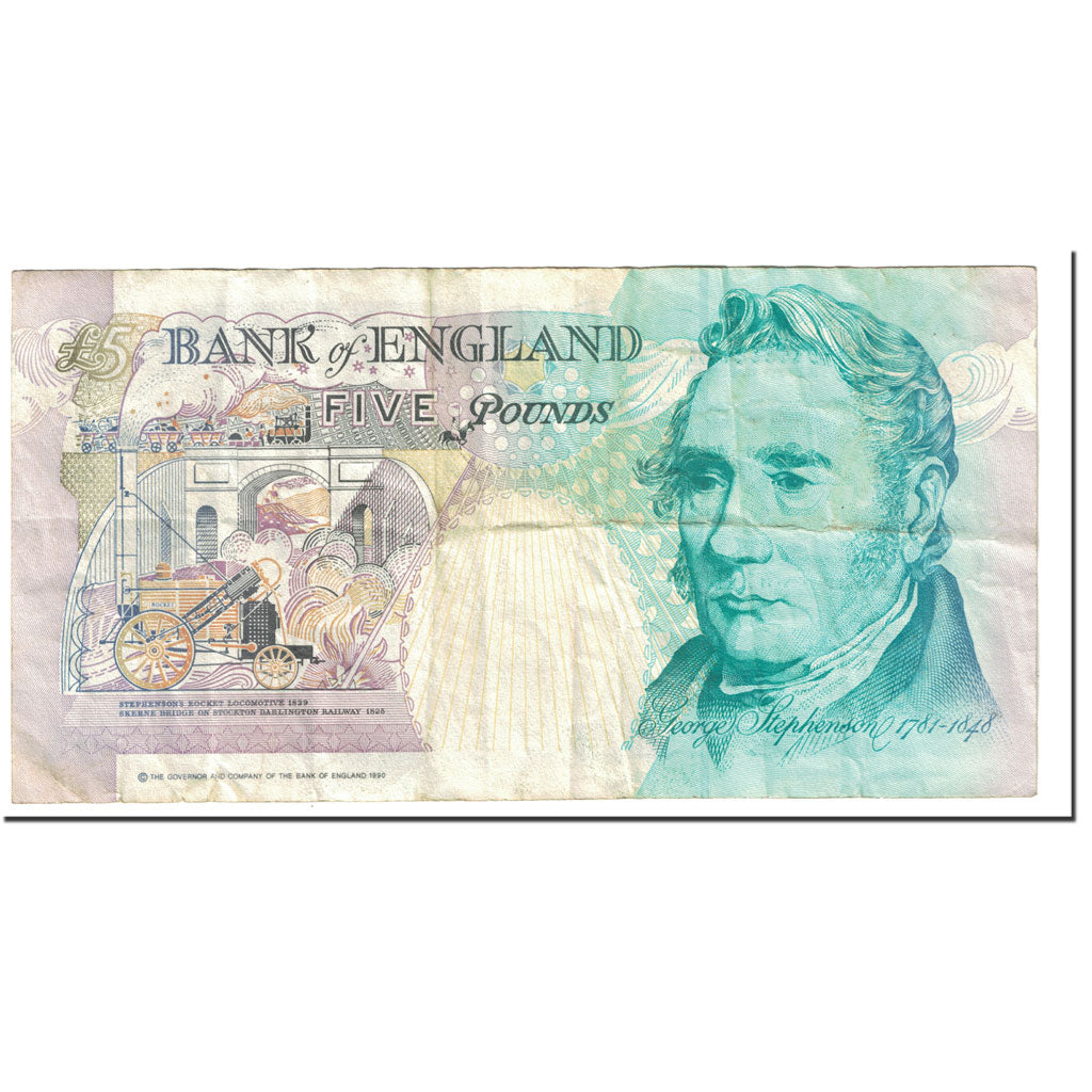Banknote, Great Britain, 5 Pounds, 1990, UNdated (1990), KM:382b, EF(40-45)