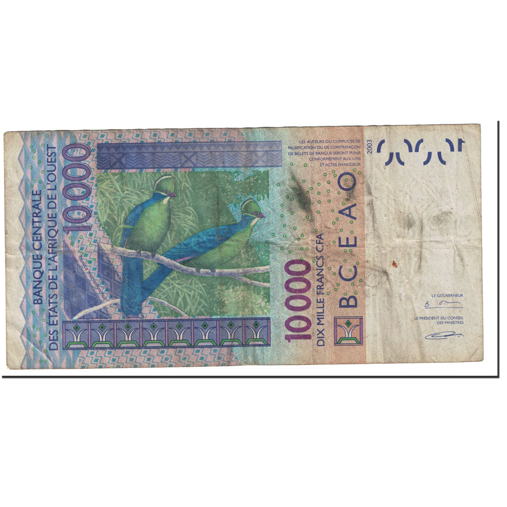 West African States, 10,000 Francs, 2003, Undated (2003), KM:718Ka, VF(20-25)