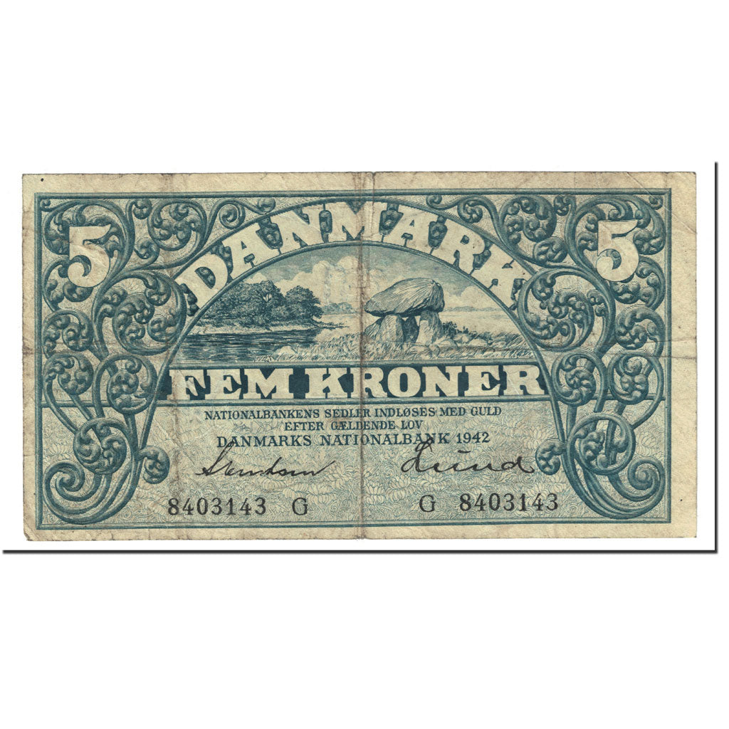 Banknote, Denmark, 5 Kroner, 1942, Undated (1942), KM:30f, VG(8-10)