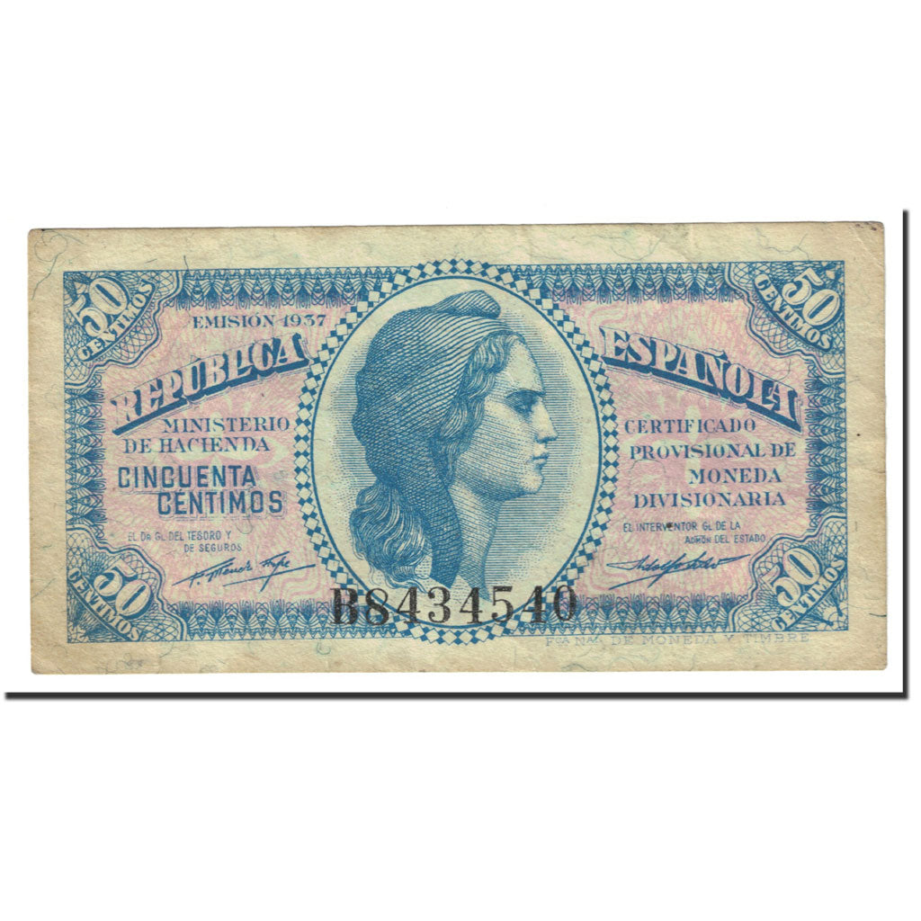 Banknote, Spain, 50 Centimos, 1937, Undated (1937), KM:93, EF(40-45)