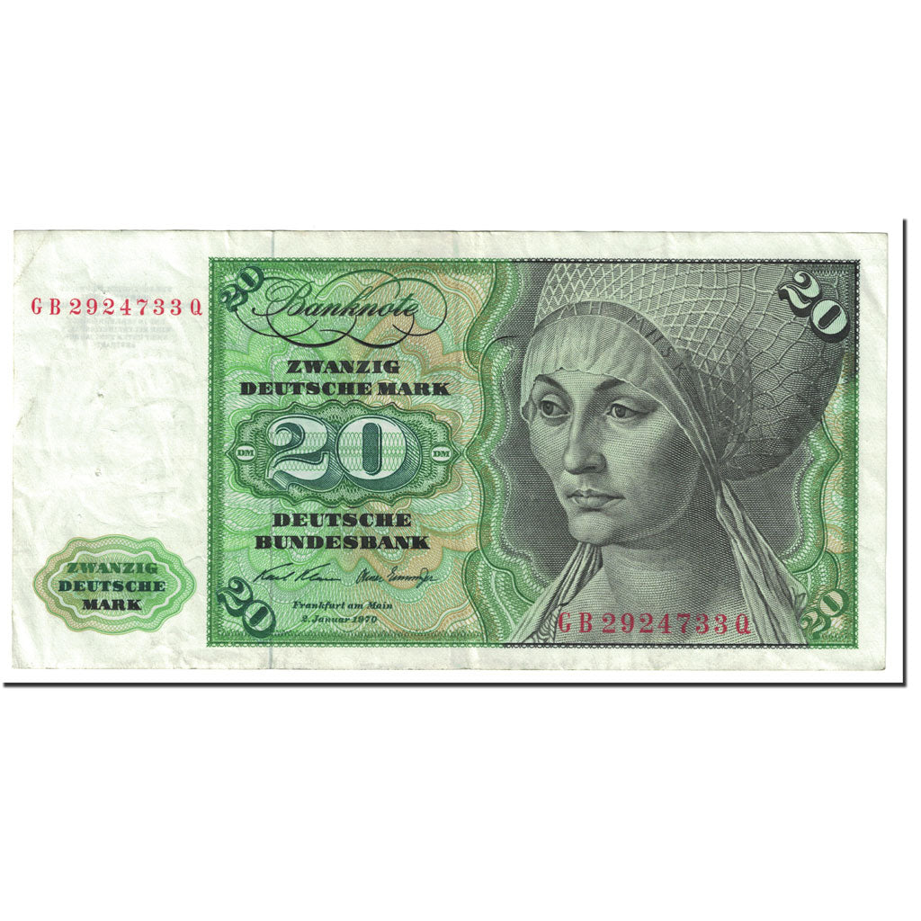 Billet, République fédérale allemande, 20 Deutsche Mark, 1970-1980