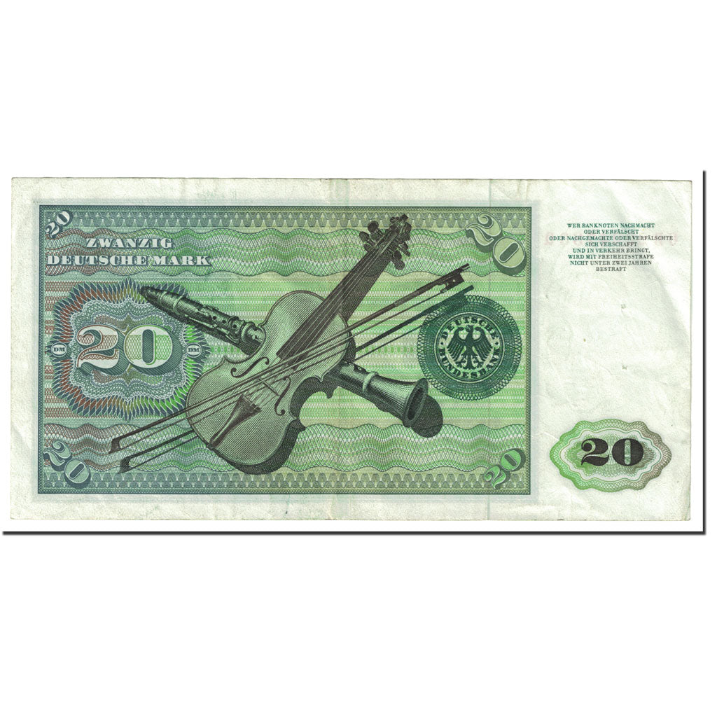 Billet, République fédérale allemande, 20 Deutsche Mark, 1970-1980