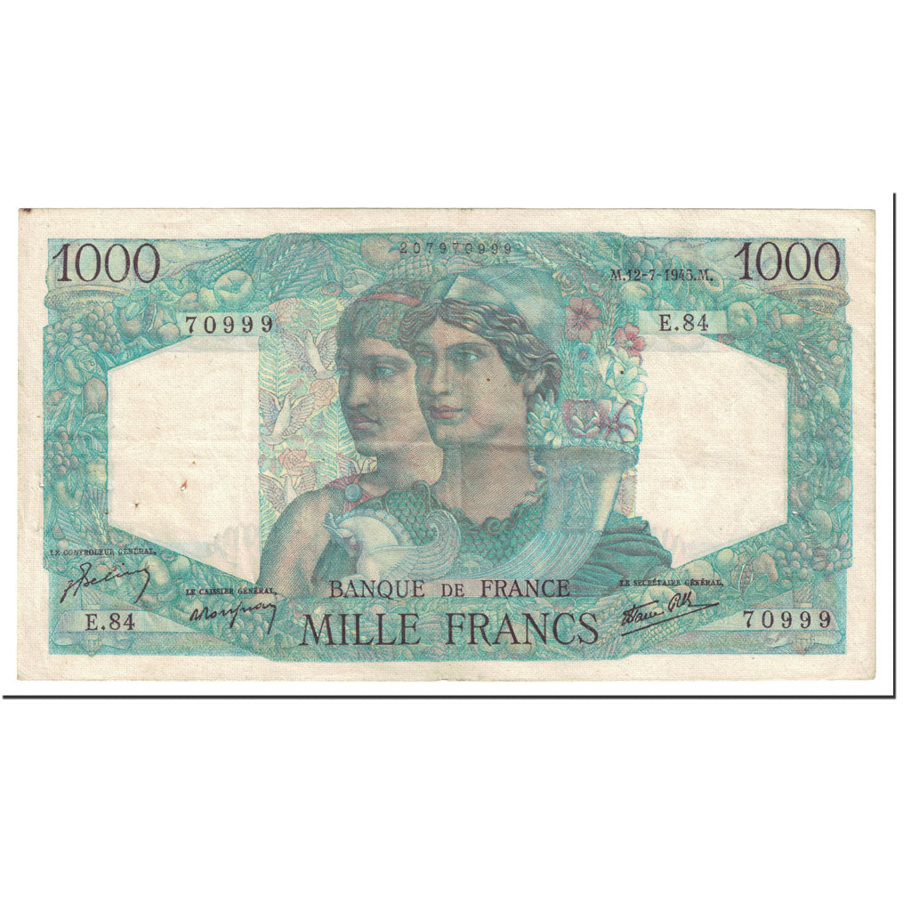 Banknote, France, 1000 Francs, 1945, 1945-07-12, EF(40-45), Fayette:41.6