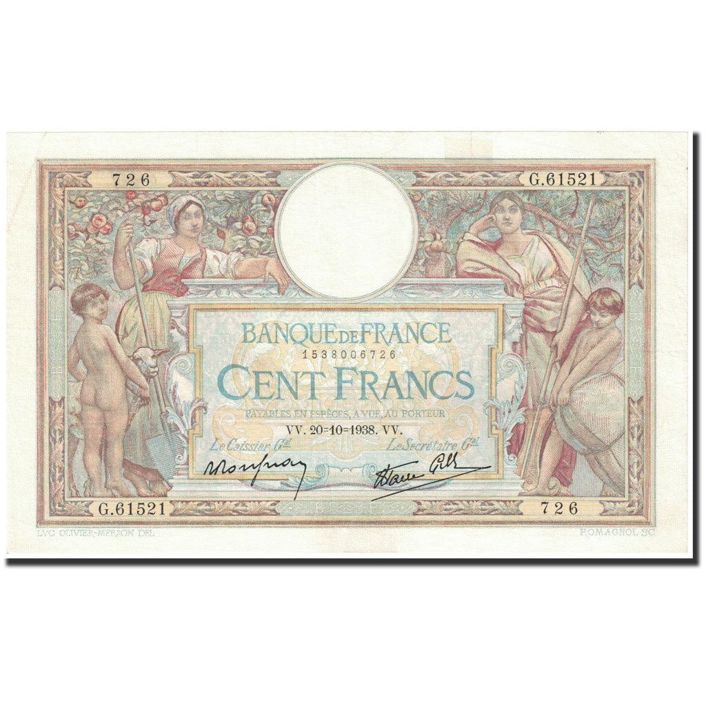 Banknote, France, 100 Francs, 1938, 1938-10-20, AU(50-53), Fayette:25.32, KM:86b