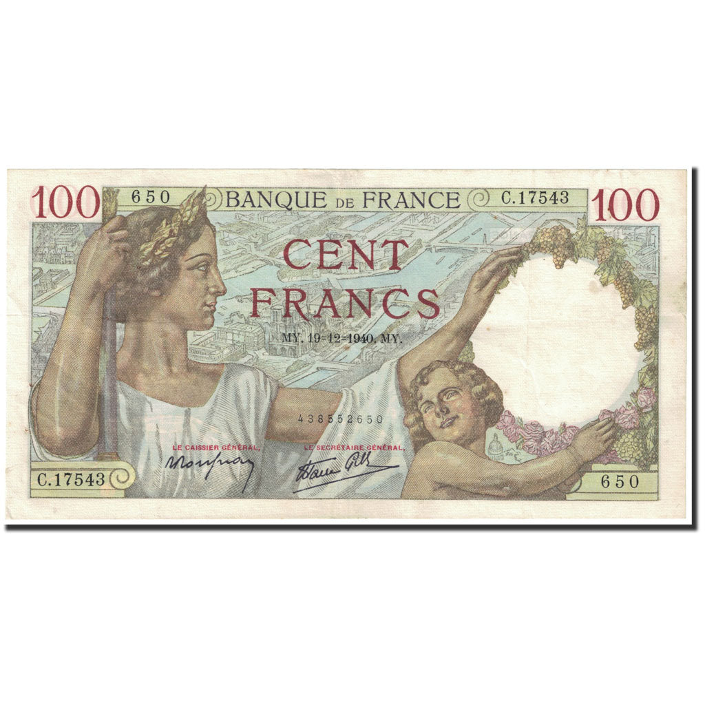 France, 100 Francs, 1946, KM:94, 1946-12-19, EF(40-45), Fayette:26.43