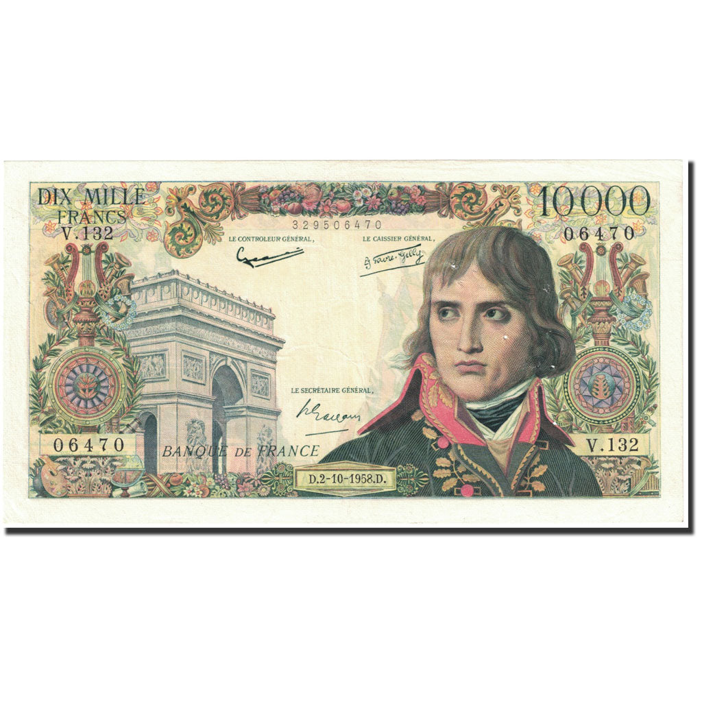 France, 10,000 Francs, 10 000 F 1955-1958 ''Bonaparte'', 1958, 1958-10-02, TB+
