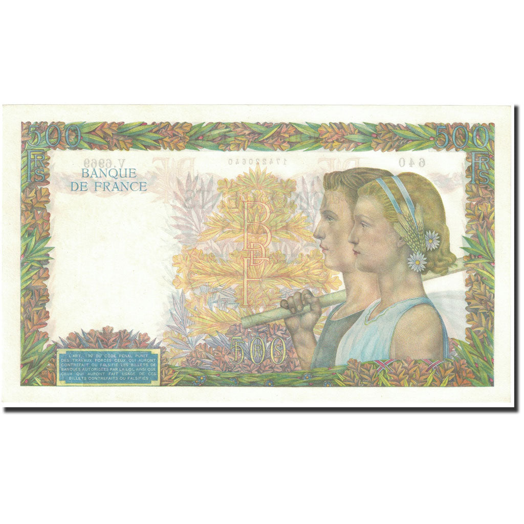 France, 500 Francs, 1942, KM:95b, 1942-10-01, UNC(65-70)