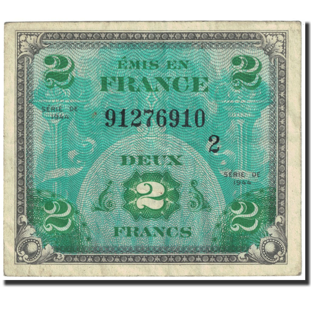 Billete, Francia, 2 Francs, 1944 Flag/France, 1944, Undated (1944), MBC