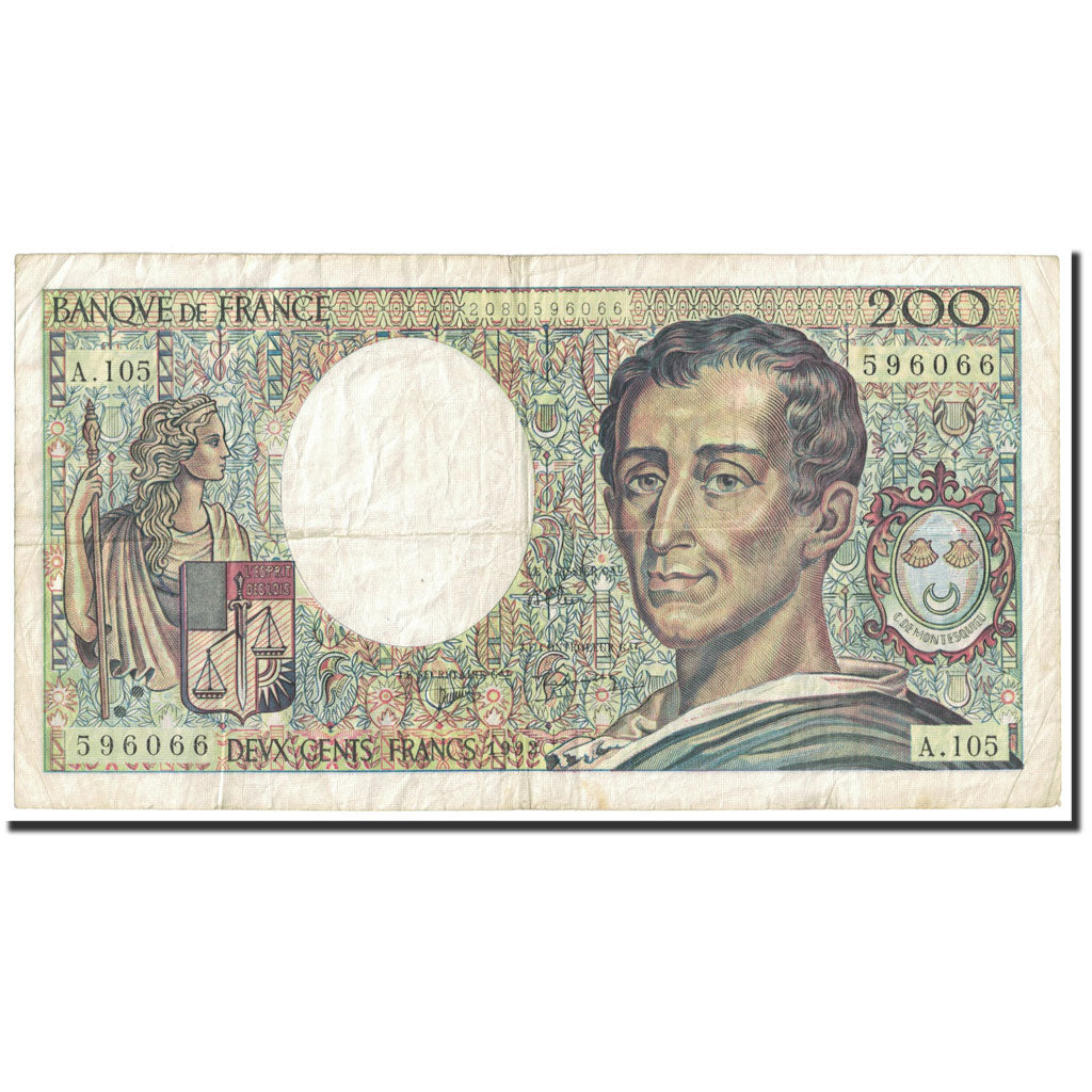 France, 200 Francs, 200 F 1981-1994 ''Montesquieu'', 1992, KM:155e, Undated