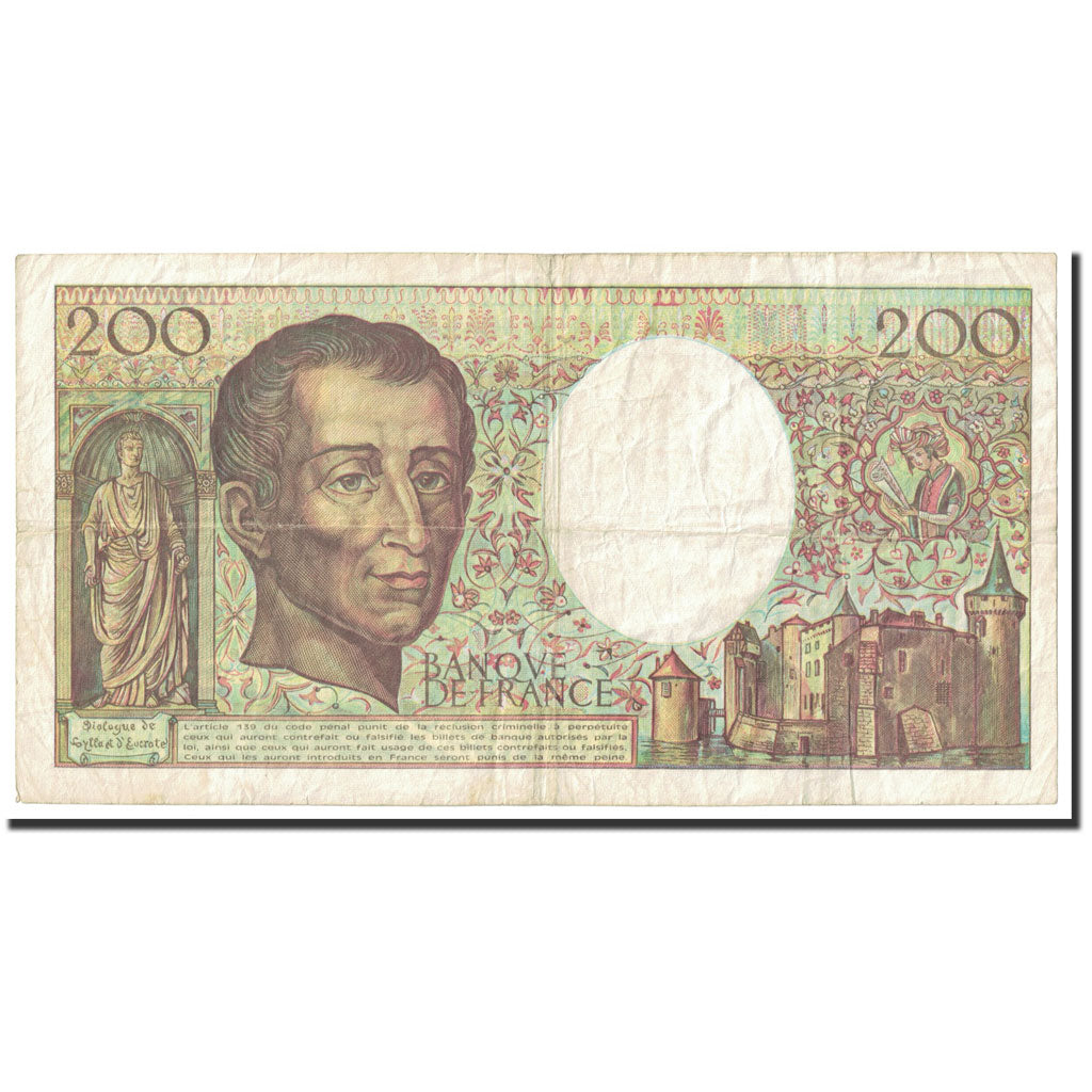 France, 200 Francs, 200 F 1981-1994 ''Montesquieu'', 1992, KM:155e, Undated