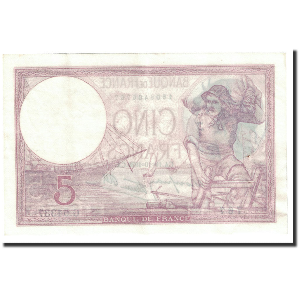 Billet, France, 5 Francs, 5 F 1917-1940 ''Violet'', 1939, 1939-10-19, SUP, KM:83
